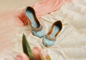 Elegant Blue Embellished Mules