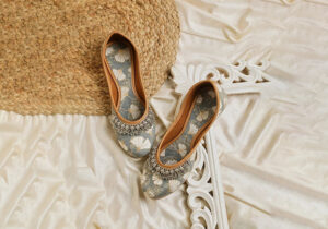 Elegant Grey Embellished Mules