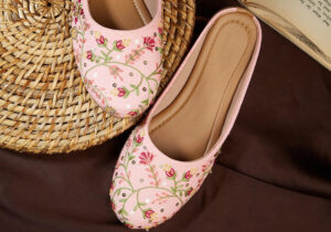Charming Pink Embroidered Mules