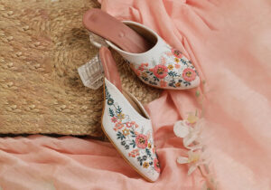 Charming Pink Embroidered Mules