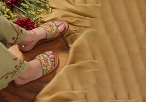 Elegant Green Embroidered Mules