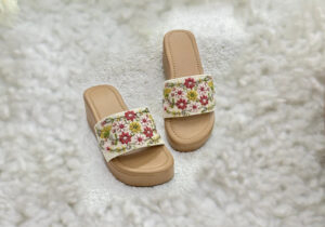 Pristine White Mules with Delicate Floral Pattern