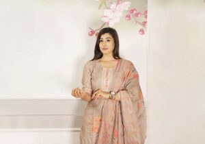 Azeen Mocha Brown Embroidered Suit Set