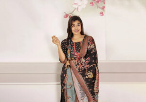 Black Floral Printed Suit Set | Midnight Blossom