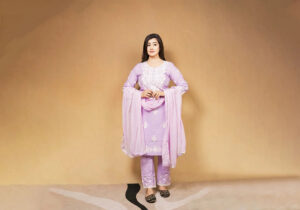 Delicate Lilac Floral Embroidered Suit Set