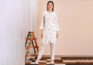 Elegant Cotton Blend Floral Co-ord Set