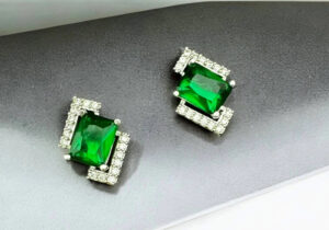 Emerald Elegance Stud Earrings | A Touch of Luxury