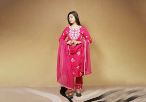 Fuchsia Garden Embroidered Kurta Set