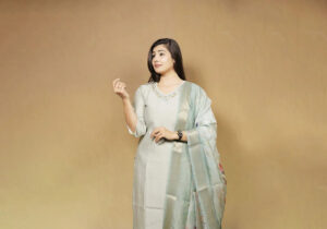 Grace in Grey Silk Blend Suit Set