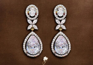 Majestic Teardrop Zircon & Ruby Halo Earrings