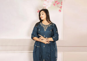 Midnight Blue Embroidered Suit Set | A Regal Statement