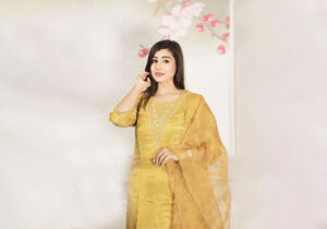 Radiant Mustard Embroidered Suit Set | A Touch of Luxury
