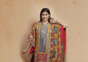 Vibrant Multicolored Embellished Kaftan Suit