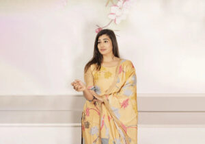 Zinnia Mustard Handcrafted Floral Cotton Suit Set
